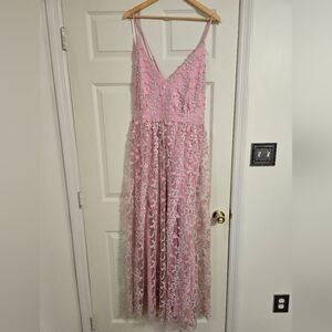 Arula Pink Floral Lace Maxi Dress Size O (SEE Condition)